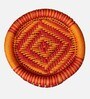 Ethnic Wicker Foot Stool in Orange and Natural Finish