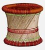 Ethnic Wicker Foot Stool in Orange and Natural Finish