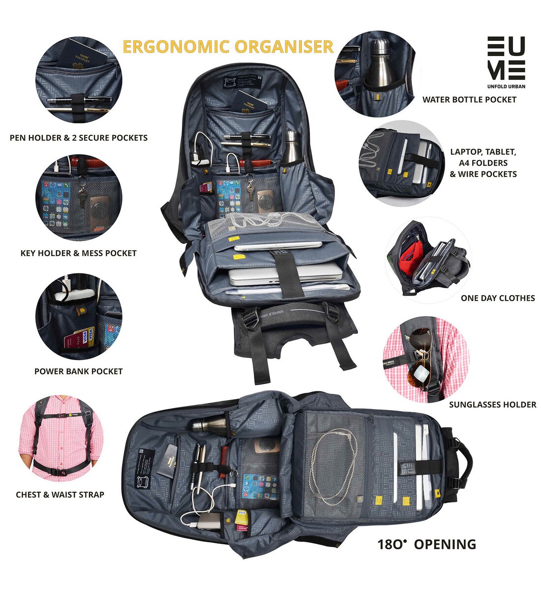 Buy EUME Black Polyester Massager Laptop Backpack 22L Online at Best Prices  in India - JioMart.