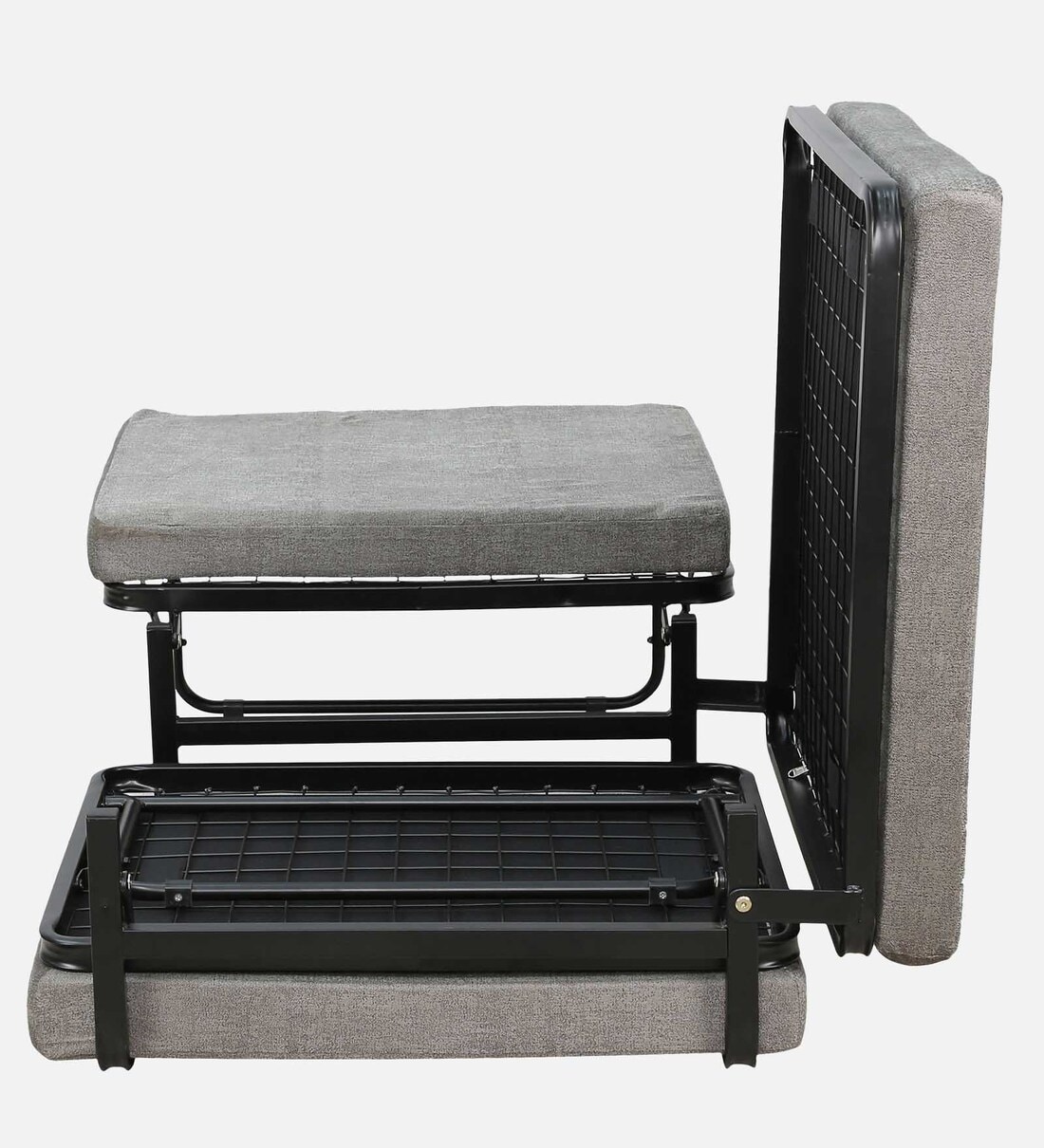 Buy Eurasia Metal Folding Bed in Black Finish with Mattress By Mintwud Online Folding Beds