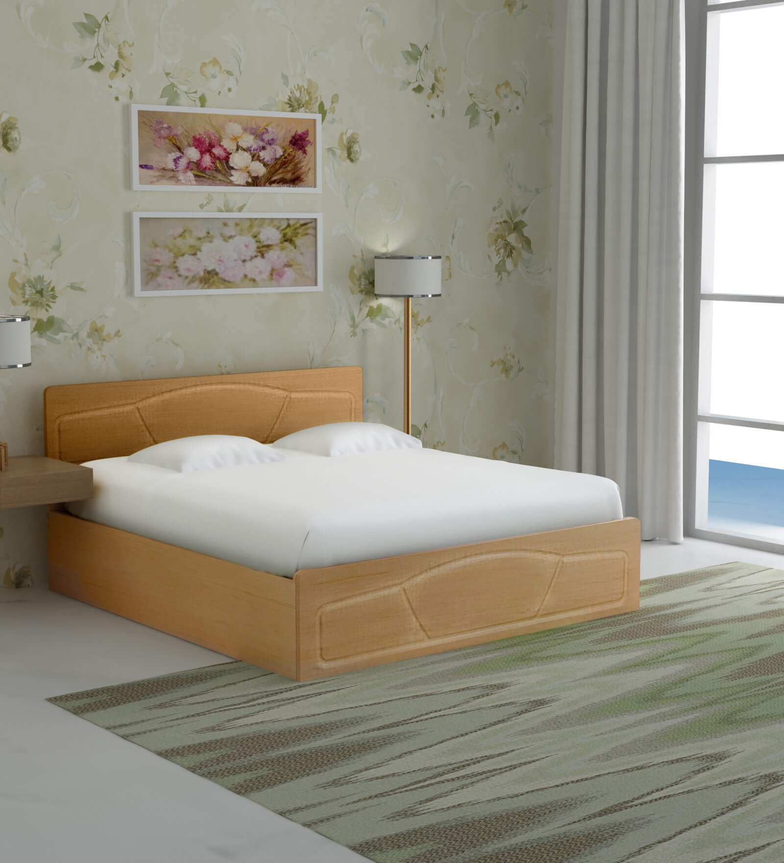Eudora King Size Bed with Storage in Sonoma Oak Finish Eudora King Size Bed with Storage in Sonoma Oak Finish