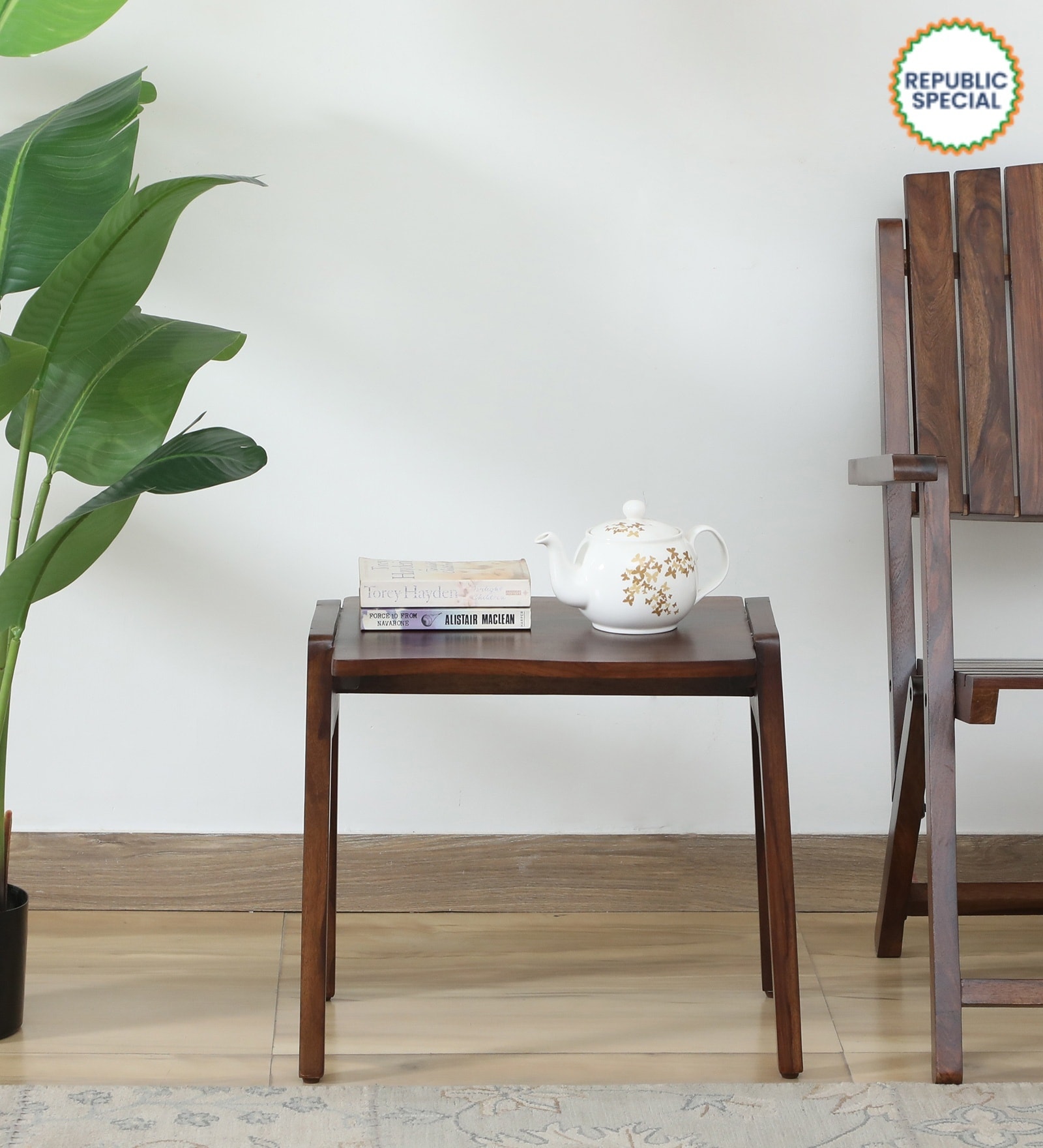 Eupen Sheesham Wood End Table In Provincial Teak Finish