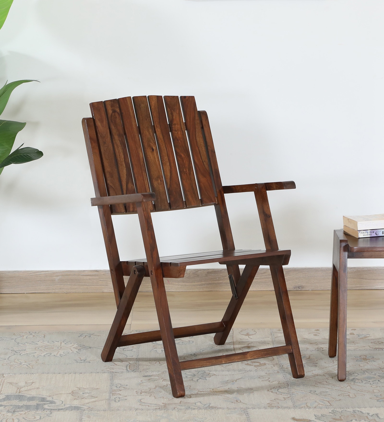 Eupen Sheesham Wood Folding Chair In Provincial Teak Finish