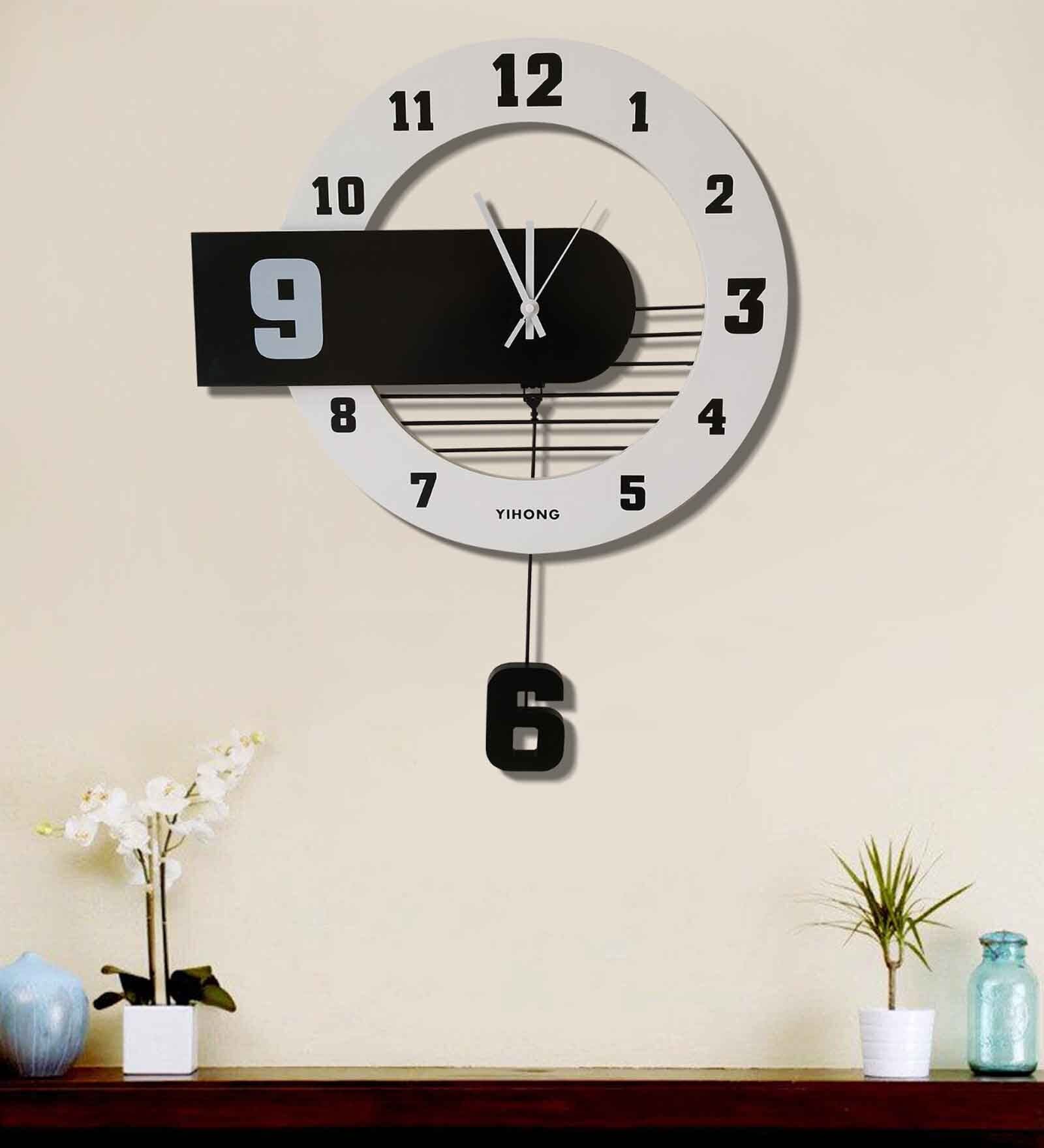 Eagleeye European Design Wooden Finish Nordic Silent Movement Pendulum Wall Clock