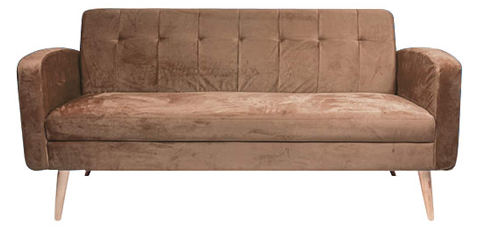 European Velvet 3 Seater Sofa in Buff Brown Colour