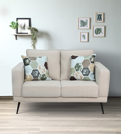Eugene Fabric 2 Seater Sofa In Beige Colour