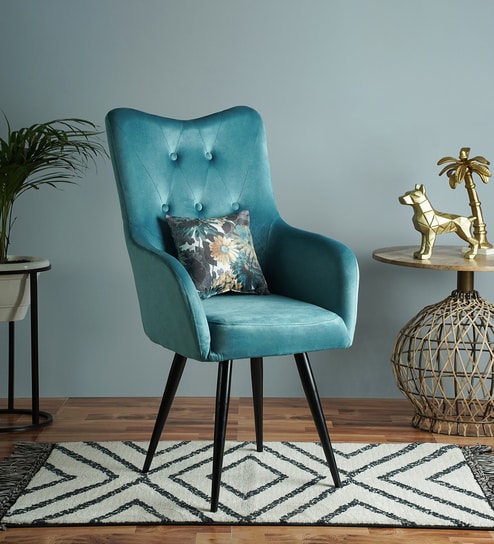 WYLE Teal velvet swivel accent chair