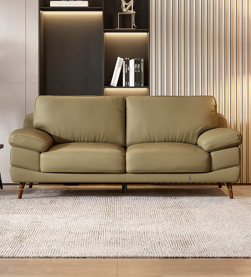 Europa Leather 3 Seater Sofa In Green Colour