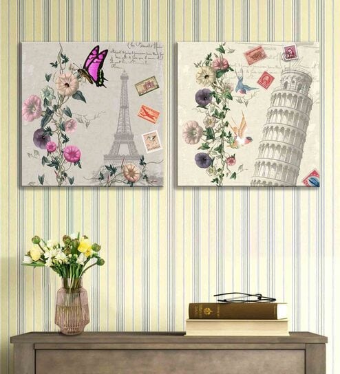Europe Multicolour Synthetic Wood Framed Canvas Art Print