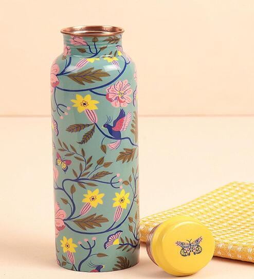 European Florals 1 Ltr Teal Blue Bottle