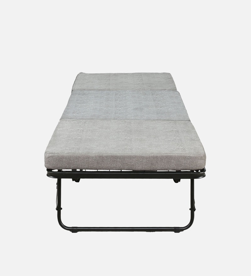 Buy Eurasia Metal Folding Bed in Black Finish with Mattress By Mintwud