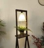 Euphoria Wooden Shelf Floor Lamp with Jute Shade and Brown Base
