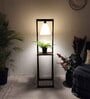 Euphoria Wooden Shelf Floor Lamp with Jute Shade and Brown Base
