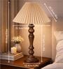 Eureka Polka Wooden Table Lamp with Pleated Shade for Bedroom & Home D cor