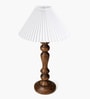 Eureka Polka Wooden Table Lamp with Pleated Shade for Bedroom & Home D cor
