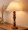 Eureka Polka Wooden Table Lamp with Pleated Shade for Bedroom & Home D cor