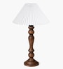 Eureka Polka Wooden Table Lamp with Pleated Shade for Bedroom & Home D cor