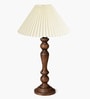 Eureka Polka Wooden Table Lamp with Pleated Shade for Bedroom & Home D cor