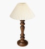 Eureka Polka Wooden Table Lamp with Pleated Shade for Bedroom & Home D cor