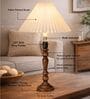 Eureka Polka Wooden Table Lamp with Pleated Shade for Bedroom & Home D cor