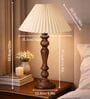 Eureka Polka Wooden Table Lamp with Pleated Shade for Bedroom & Home D cor