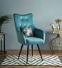 Euric Velvet Arm Chair in Blue Colour