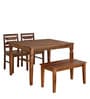 Europa Sheesham Wood 4 Seater Dining Set in Walnut Finish with Bench