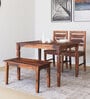 Europa Sheesham Wood 4 Seater Dining Set in Walnut Finish with Bench