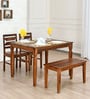 Europa Sheesham Wood 4 Seater Dining Set in Walnut Finish with Bench