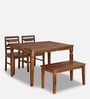 Europa Sheesham Wood 4 Seater Dining Set in Walnut Finish with Bench