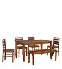 Europa Sheesham Wood 6 Seater Dining Set in Walnut Finish with Bench
