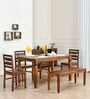 Europa Sheesham Wood 6 Seater Dining Set in Walnut Finish with Bench