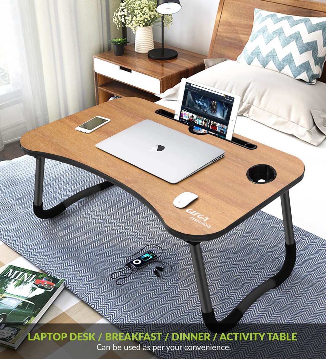 gizga essentials wood portable laptop table