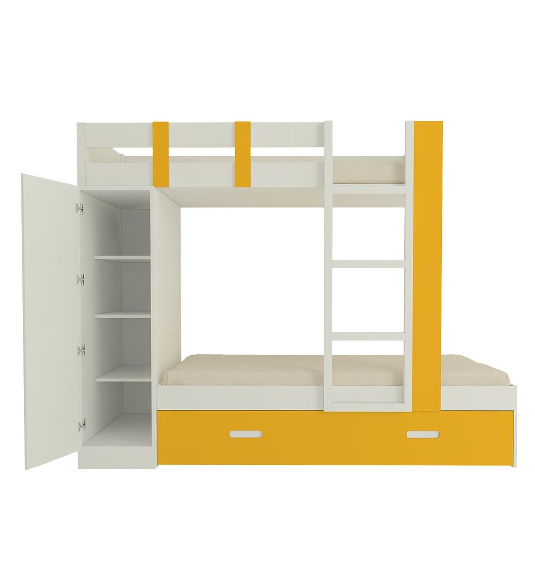 Buy Evita Bunk Bed In Yellow Colour With Drawer Storage Online Bunk Beds Bunk Beds 0065