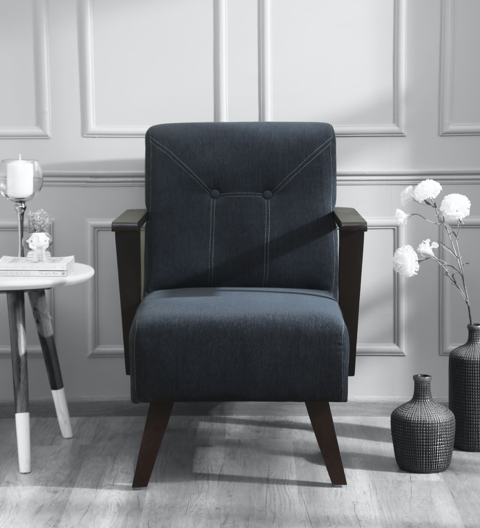 Eva 1 Seater Sofa in Charcoal Grey Colour