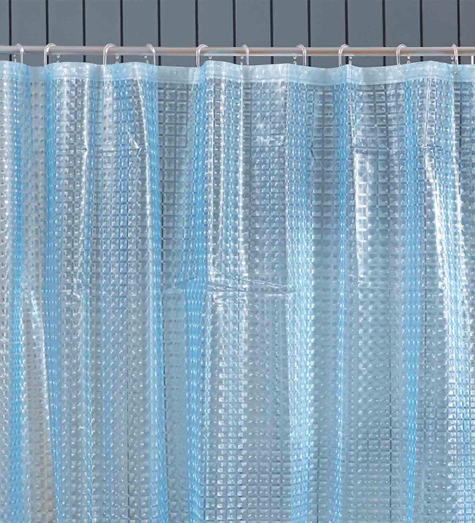 Blue Shower PVC 7 Ft Semisheer Eyelet Shower Curtain