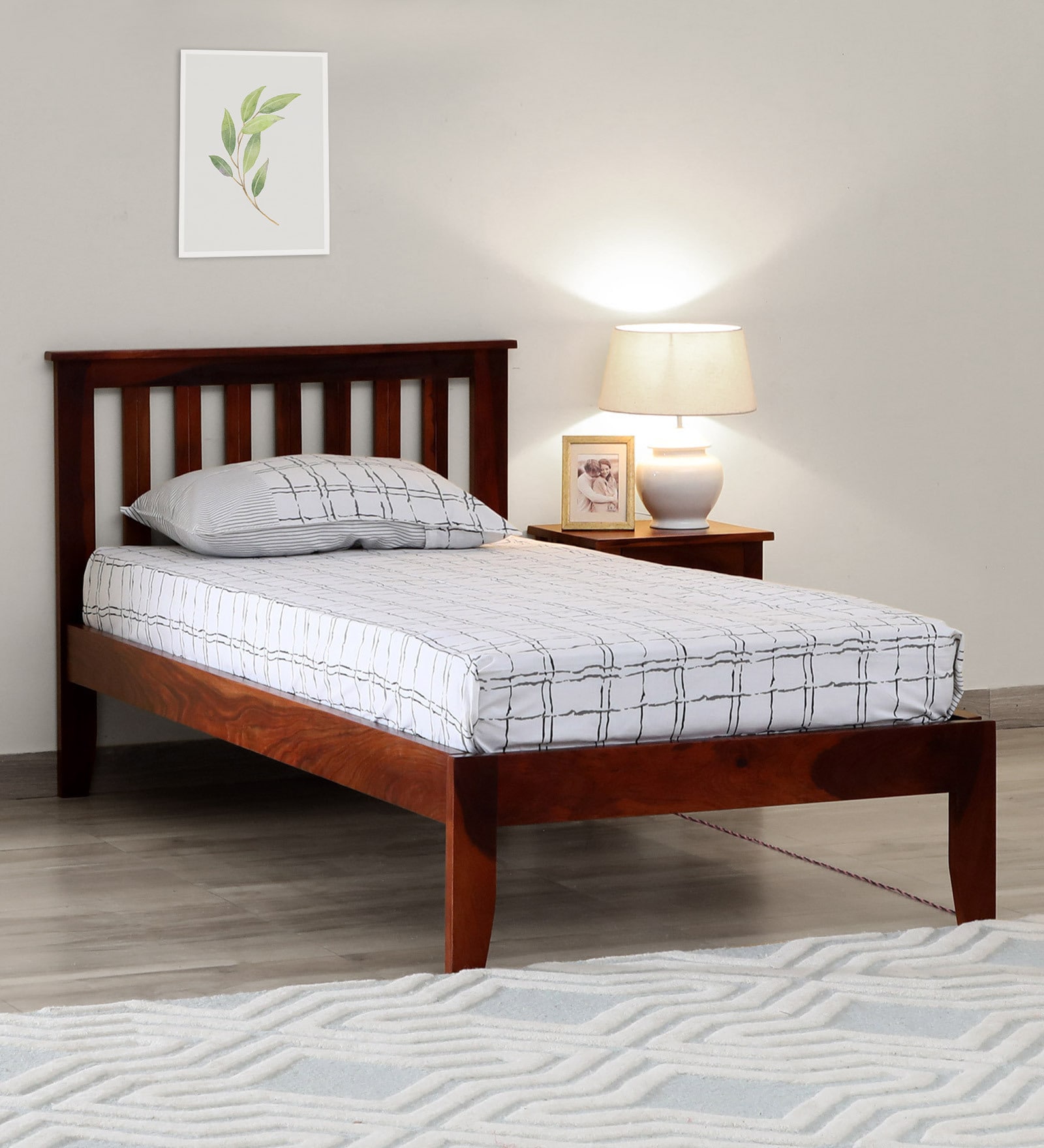 Eva Sheesham Wood Single Bed In Honey Oak Finish