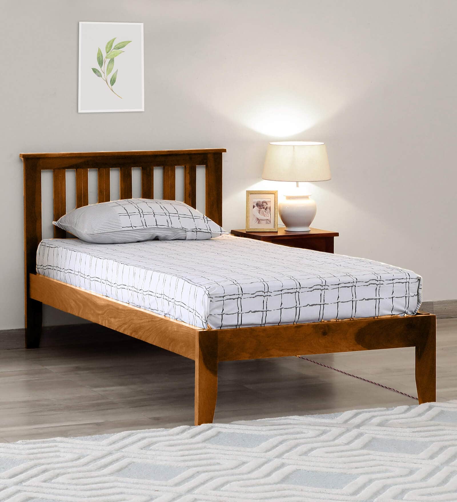 Eva Sheesham Wood Single Bed In Rustic Teak Finish