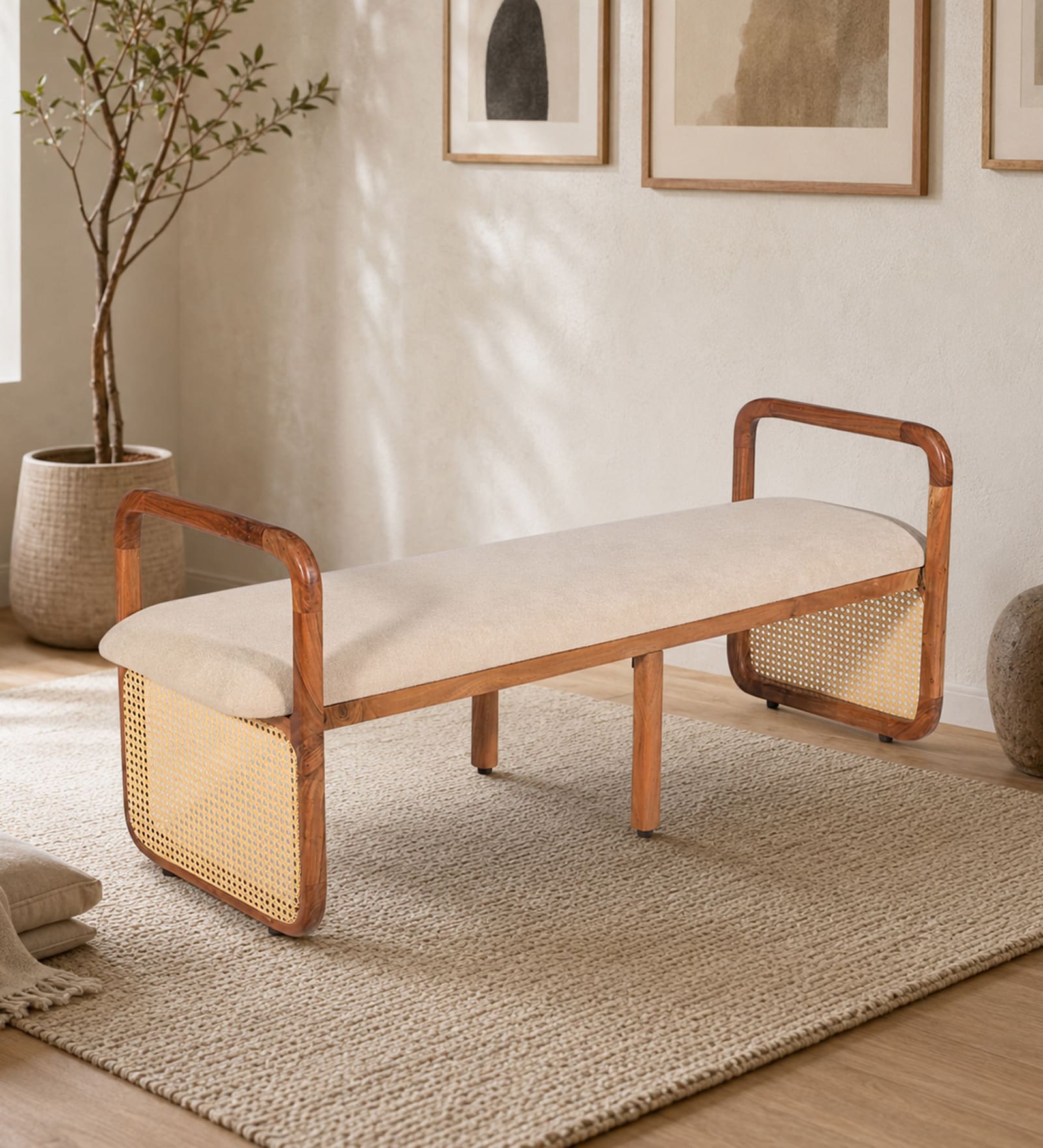 Evander Acacia Wood Bench in Natural Finish