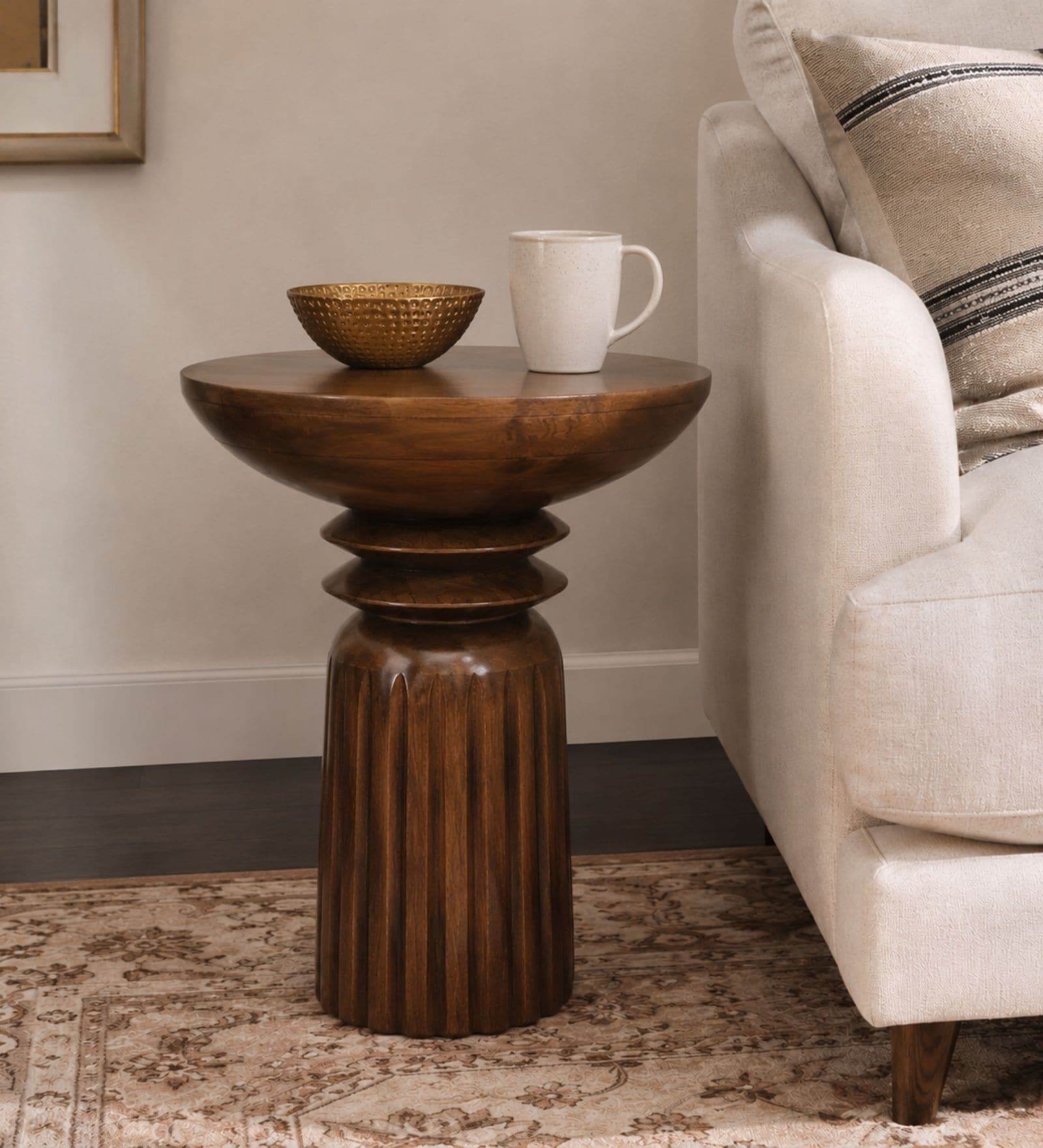 Eve Side Table In Walnut Brown Finish