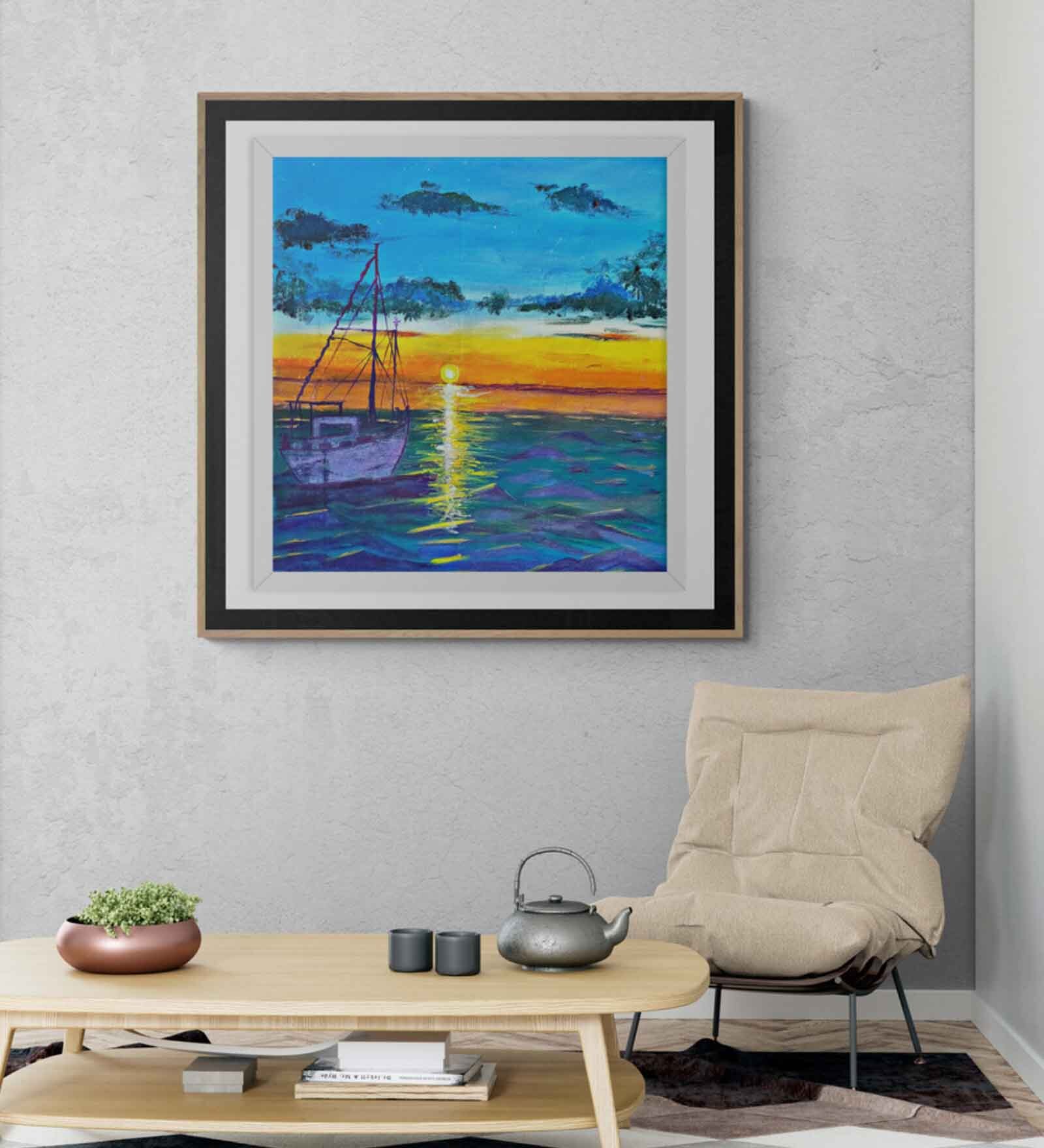 Evening Sunshine Handmade Acrylic Paint On Canvas Unframed