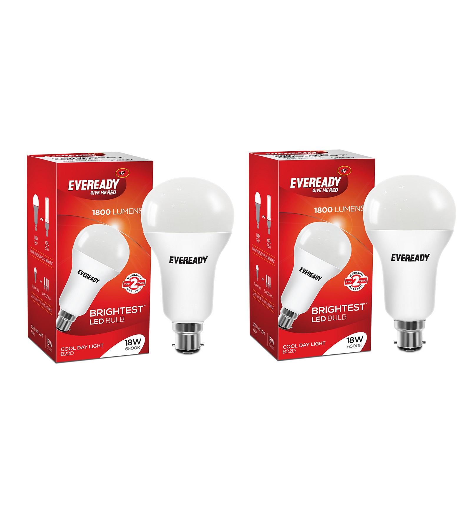 Buy Day Light LED Bulb 18W Pack of 2 at 12 OFF by Eveready Pepperfry