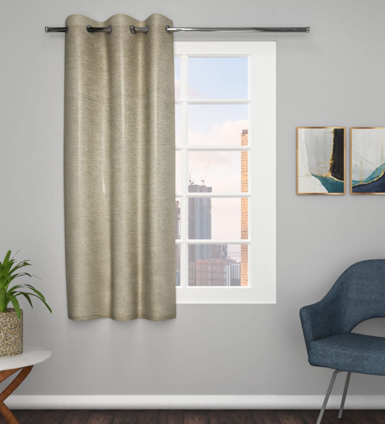 Evergreen Premium Jute Solid 5ft Light Filtering Eyelet Window Curtain (1 Pc)