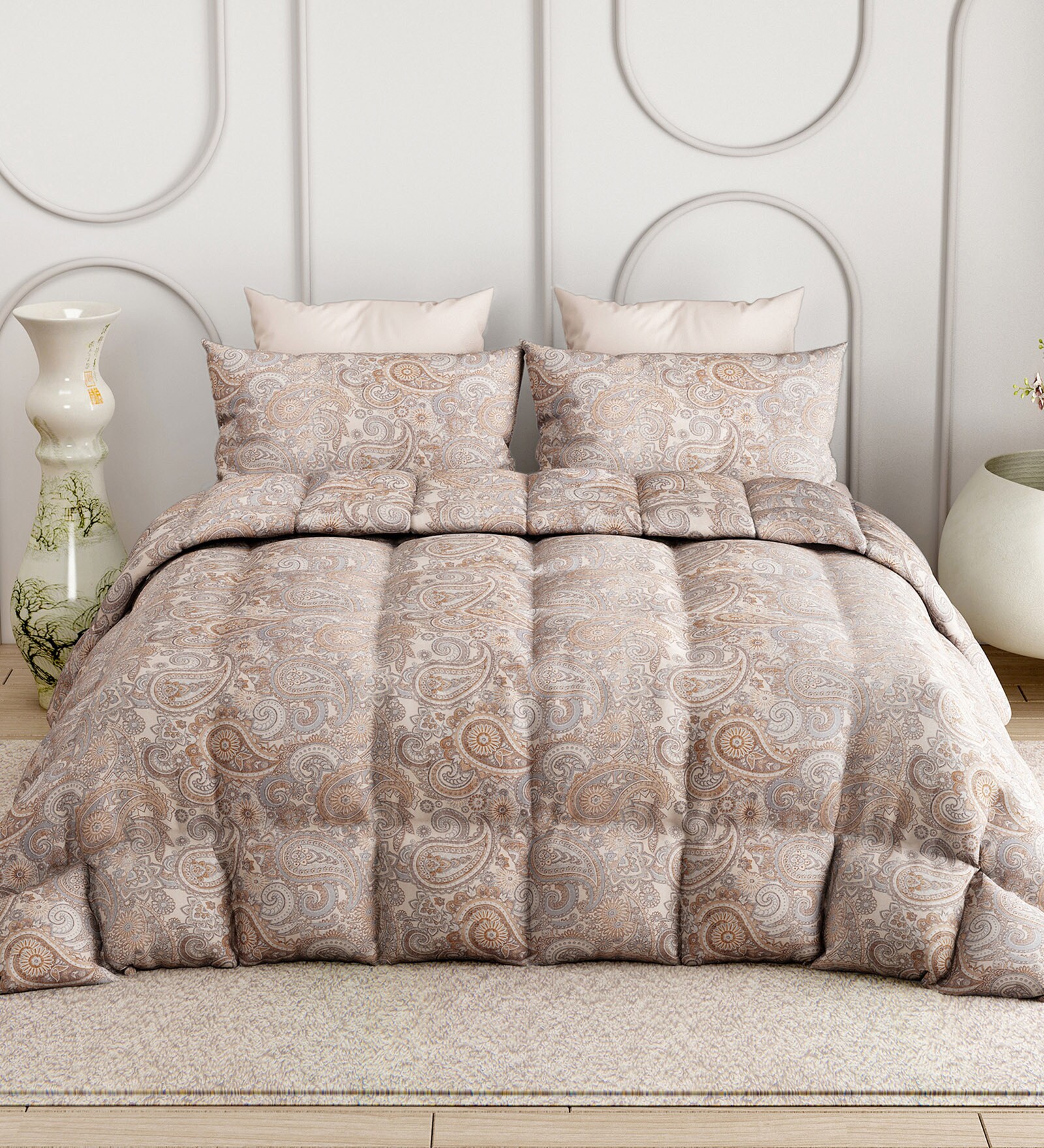 Violet Everyday King Size Bedding Set with 180TC Bedsheet With Comforter & 2pc Pillow Covers
