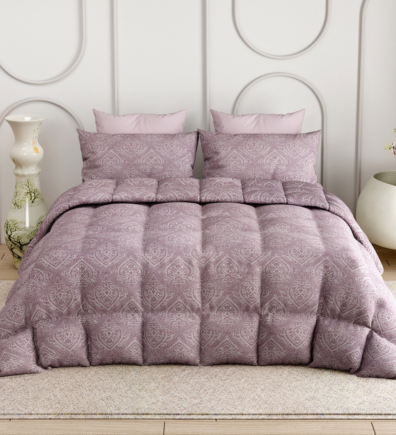 Maroon Everyday King Size Bedding Set with 180TC Bedsheet With Comforter & 2pc Pillow Covers