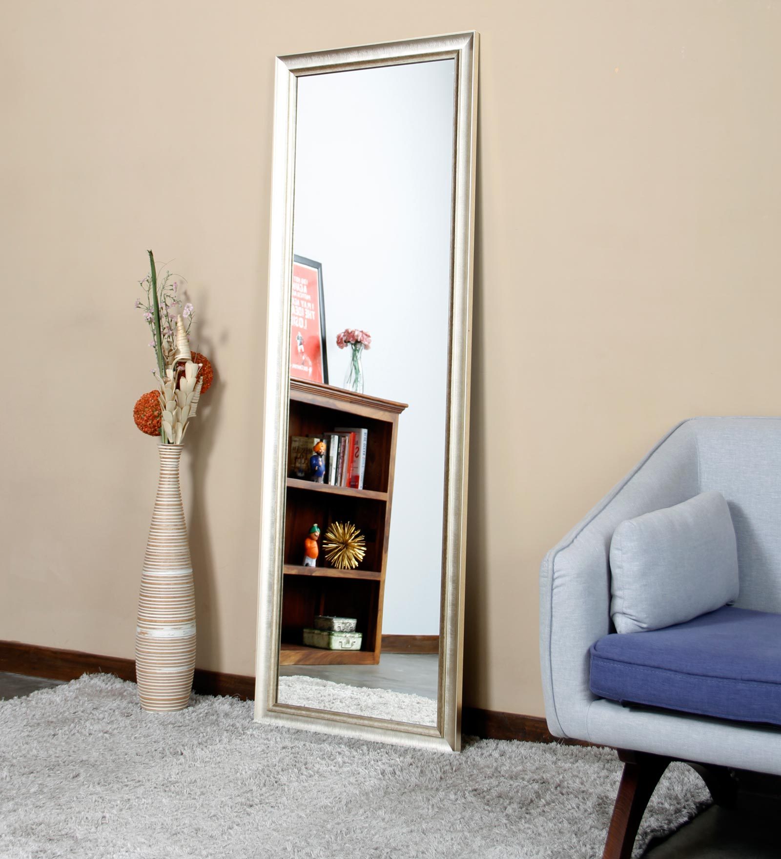 Framed Full Length Mirror in Silver colour