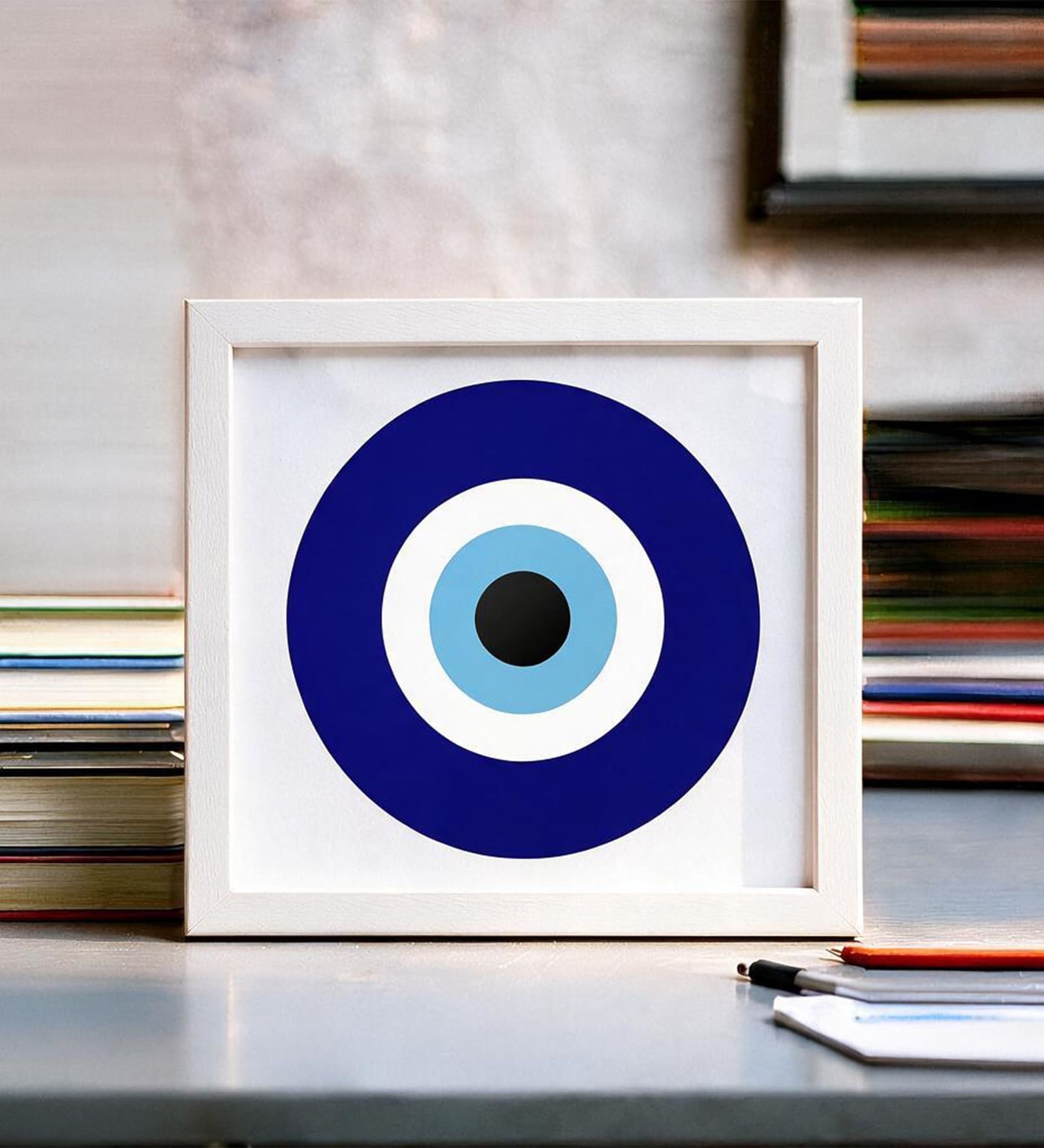 White Evil Eye Mini Table Frame 5 X 5 Inch