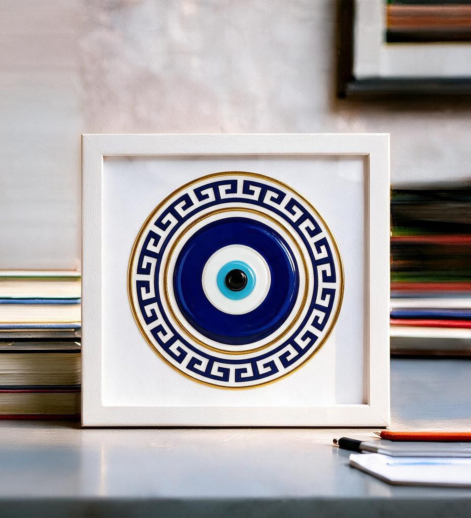 White Evil Eye Mini Table Frame 5 X 5 Inch