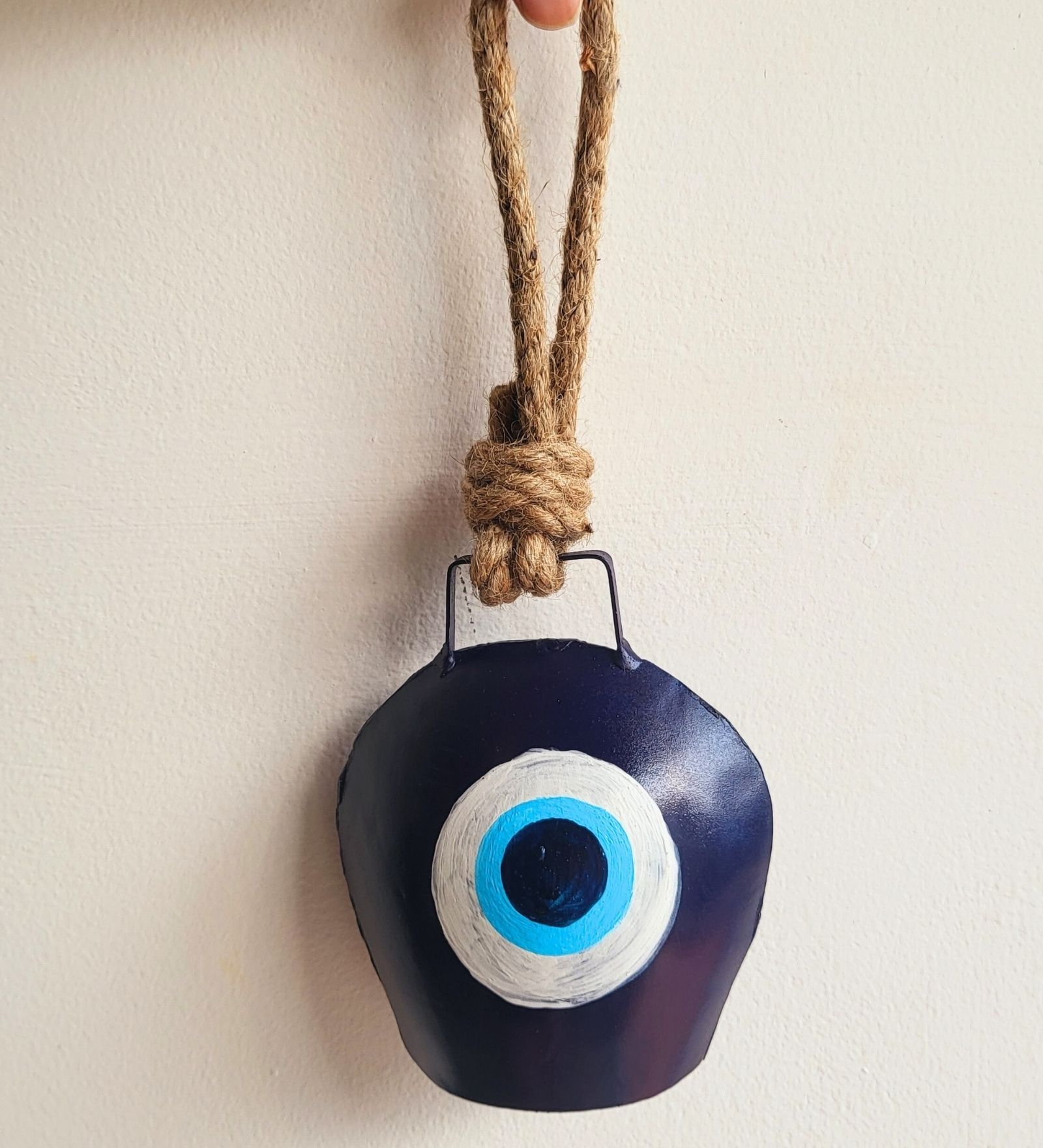 Evil Eye Cow Blue Iron Bell