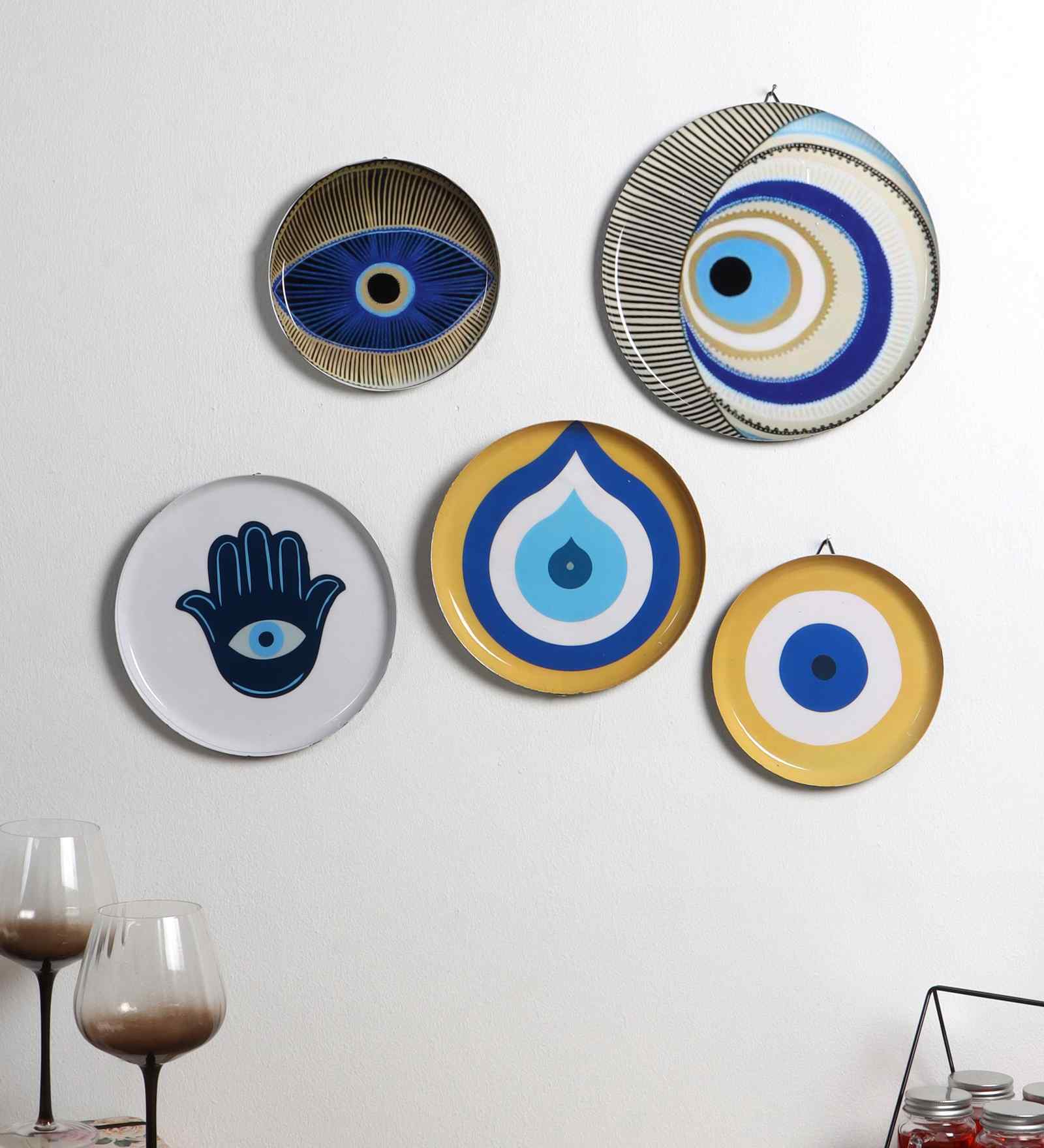 Evil Eye Meena Wall Plate Set of 5